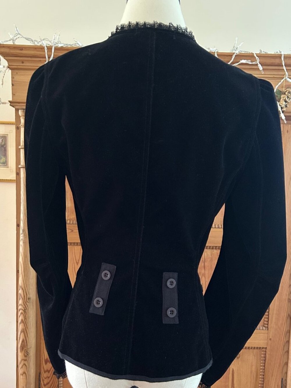 ***SOLD***Vintage Betsey Johnson Button Corset Velvet Blouse/Jacket - Picture 10 of 13
